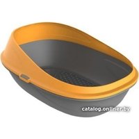 Туалет-лоток Kiri-Kiri с сеткой и бортиком (темно-серый/оранжевый)