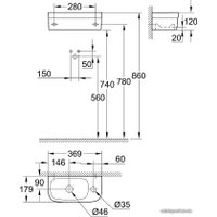 Умывальник Grohe 39327000 36.9x17.9