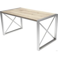 Кухонный стол Buro7 Лофт 150 (классика, дуб беленый/серебро)
