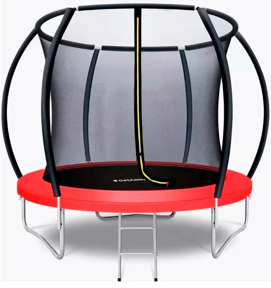 Батут GetActive Jump PRO 8FT с лестницей и внутренней сеткой (красный)