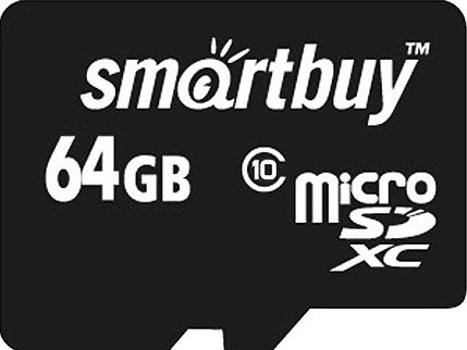 

Карта памяти SmartBuy microSDXC (Class 10) 64GB + SD-адаптер (SB64GBSDCL10-01)