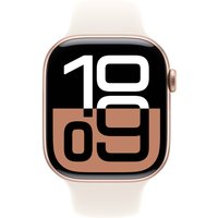 Умные часы Apple Watch Series 10 46 мм (алюминиевый корпус, розовое золото/звездный свет, спортивный силиконовый ремешок S/M)