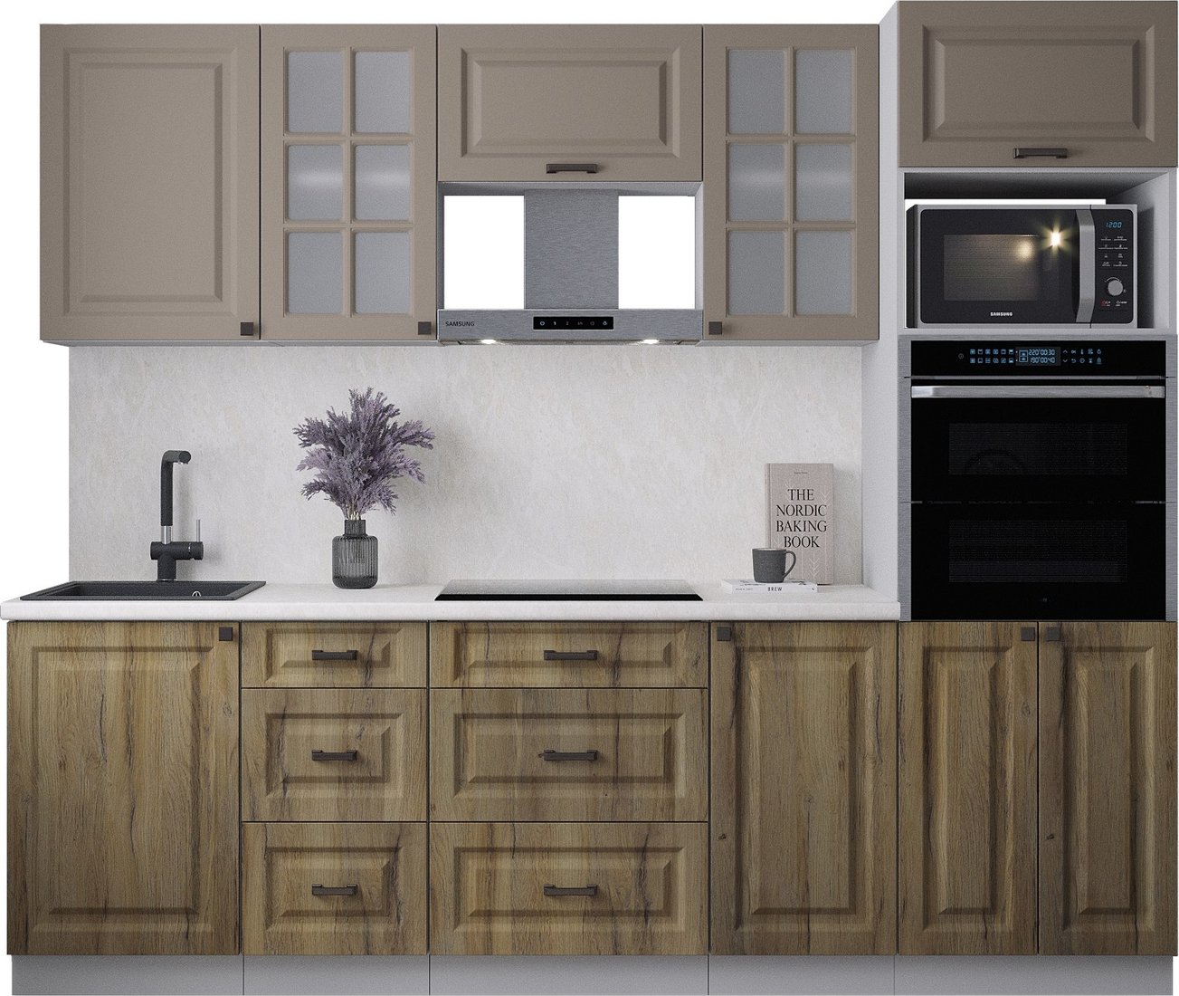 

Готовая кухня Интерлиния Мила Деко 2.5 (дуб вотан/луна/опал светлый)