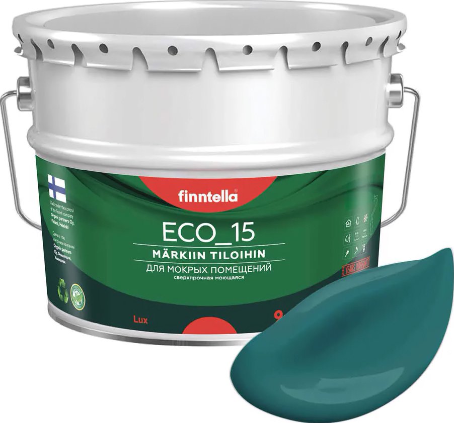 

Краска Finntella Eco 15 Malakiitti F-10-1-9-FL035 9 л (темно-бирюзовый)