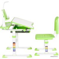 Парта Anatomica Avgusta + стул + выдвижной ящик + светильник + подставка (белый/зеленый)