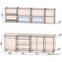 Готовая кухня Интерлиния Мила Матте 2.5 А (белый/мята/опал светлый)