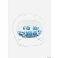 Подвесной диван M-Group Лежебока 11180103 (с белым ротангом/голубая подушка)