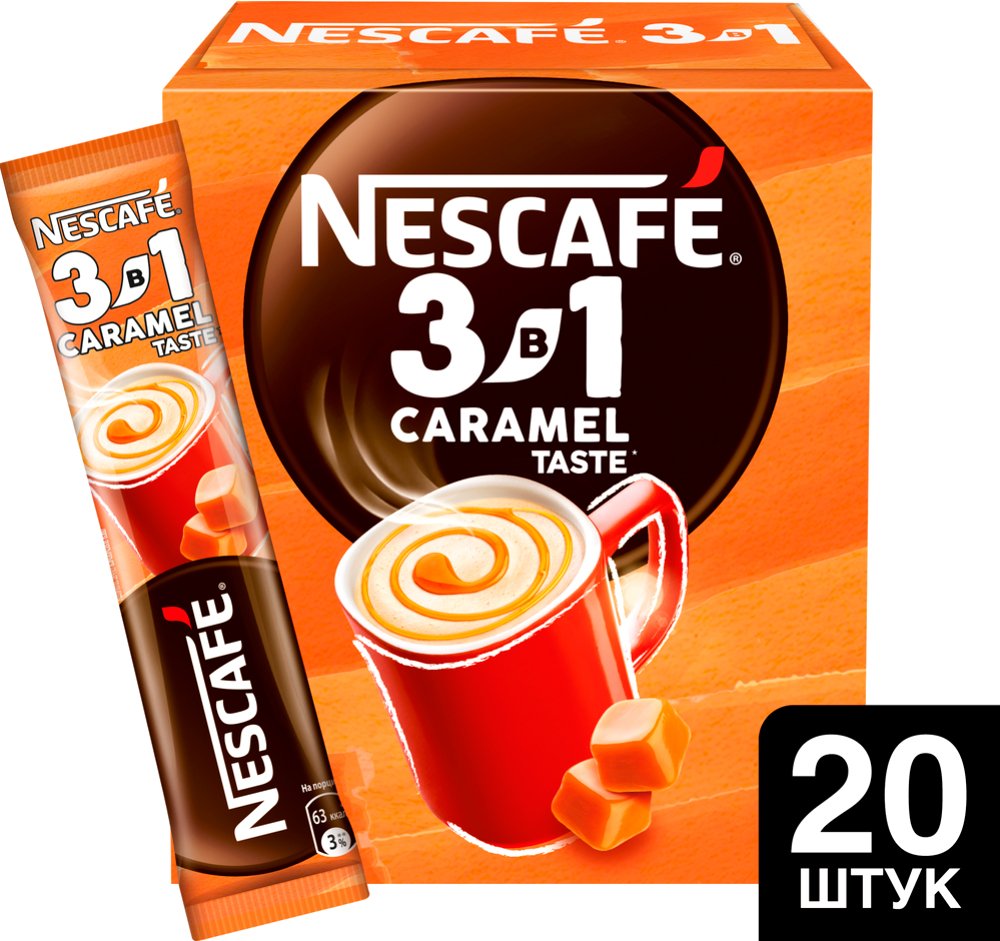 

Кофе Nescafe 3 в 1 Карамель растворимый 20x14.5 г