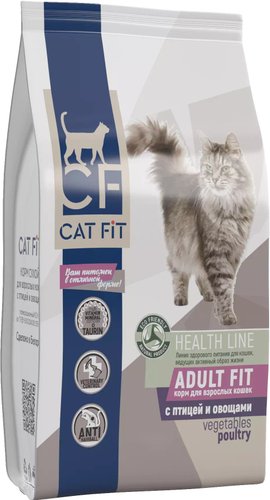 Сухой корм для кошек Cat Fit Для взрослых кошек птица и овощи 10 кг
