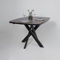 Кухонный стол Мамадома Leonel-130 раздвижной 130-165х85 (68 indigo grey st cer/черный)