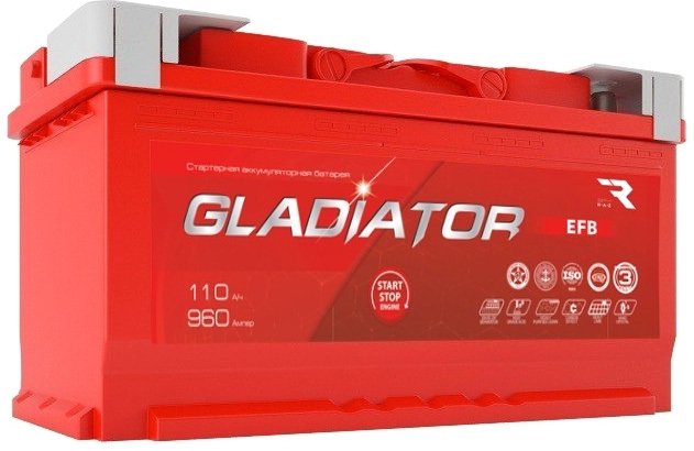 

Автомобильный аккумулятор Gladiator EFB 110 R+ (110 А·ч)