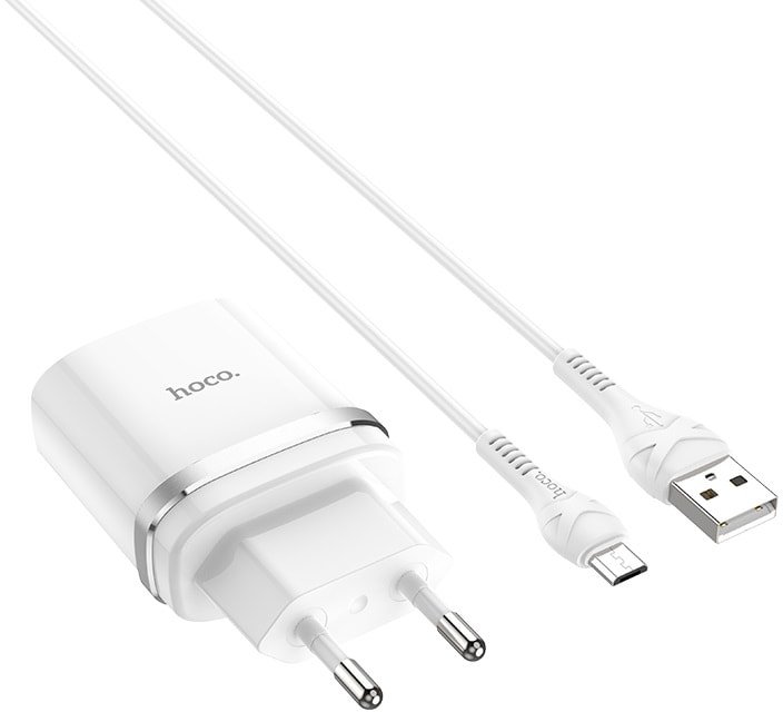

Сетевое зарядное Hoco C12Q microUSB (белый)