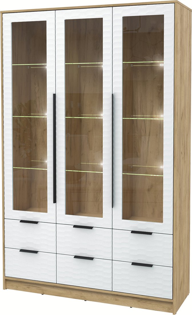 

Шкаф-витрина Интерлиния Концепт Зодиак КТ-ШВ3 с подсветкой (дуб золотой/белый)