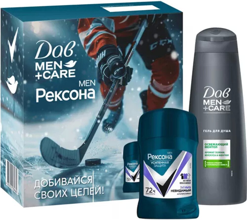 

Подарочный набор Rexona Men дезодорант 50 мл + гель для душа Дав Active power 225 мл