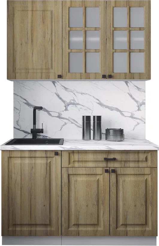 

Готовая кухня Интерлиния Мила Деко 1.3А (дуб вотан/дуб вотан/белый гранит)