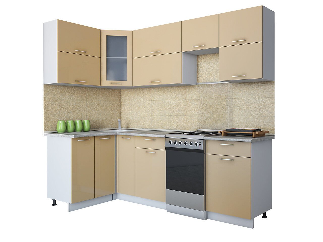 

Готовая кухня Интерлиния Мила Gloss 50-12x24 (капучино глянец)