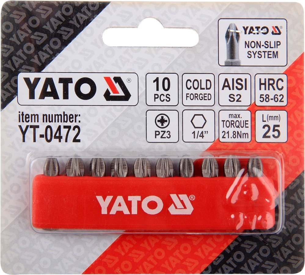 

Набор бит Yato YT-0472 (10 предметов)