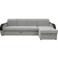 Угловой диван Сириус Лидер-6 с оттоманкой НПБ 300x165 (Eva 08 велюр светло-серый)