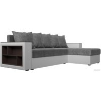 Угловой диван Лига диванов Дубай лайт правый 114196 (рогожка серый/экокожа белый)