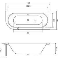 Ванна Lauter Bliss 150 P 21201052P (с ножками и сифоном 21Y32001 матовый черный)
