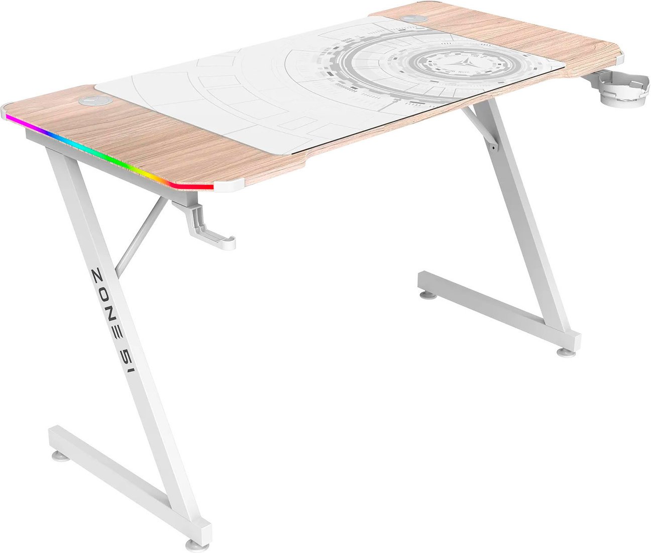 Геймерский стол Zone51 Trine 120 RGB Wood/White