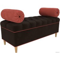 Банкетка Лига диванов Глория 113678 (микровельвет коричневый/коралловый/коралловый)