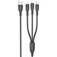 Кабель Borofone BX71 USB Type-A - Lightning / Micro-USB / USB-C (1 м, черный)