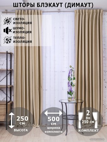 Комплект штор Модный текстиль Блэкаут рогожка димаут 112MT391028 2.5x2 (льняной)