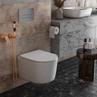 Унитаз подвесной Roxen Simple Compact в комплекте с инсталляцией StounFix Dual Fresh 6 в 1 966808 (кнопка: серый гранит)