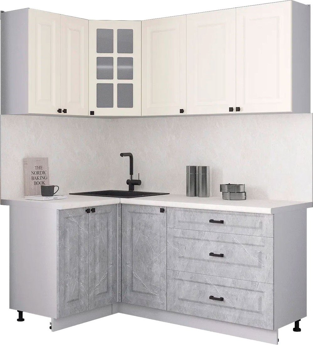 

Готовая кухня Интерлиния Мила Деко 1.2x1.8 (керамика/белый/опал светлый)