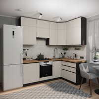 Готовая кухня ВерсоМебель Эко Премиум 1.4x2.2 правая (кашемир/ст. дуб вотан)