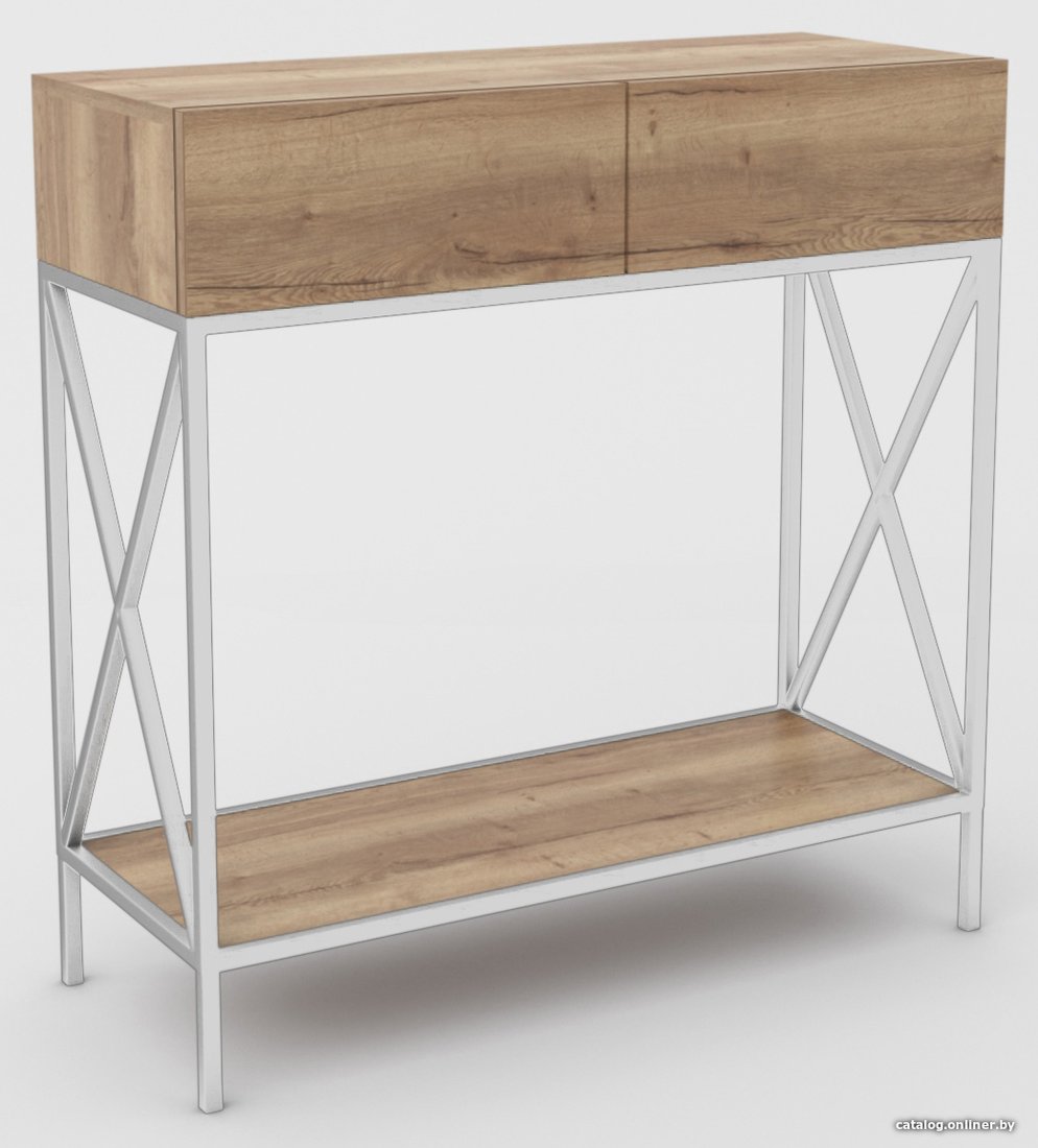 Консольный стол Hype Mebel Лесс 80x40 (белый/дуб галифакс натуральный)