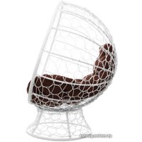 Кресло M-Group Кокос на подставке 11590105 (белый ротанг/коричневая подушка)