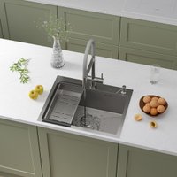 Кухонная мойка Roxen Snake 560220-60-S сатин/текстурная поверхность (с коландером и дозатором)