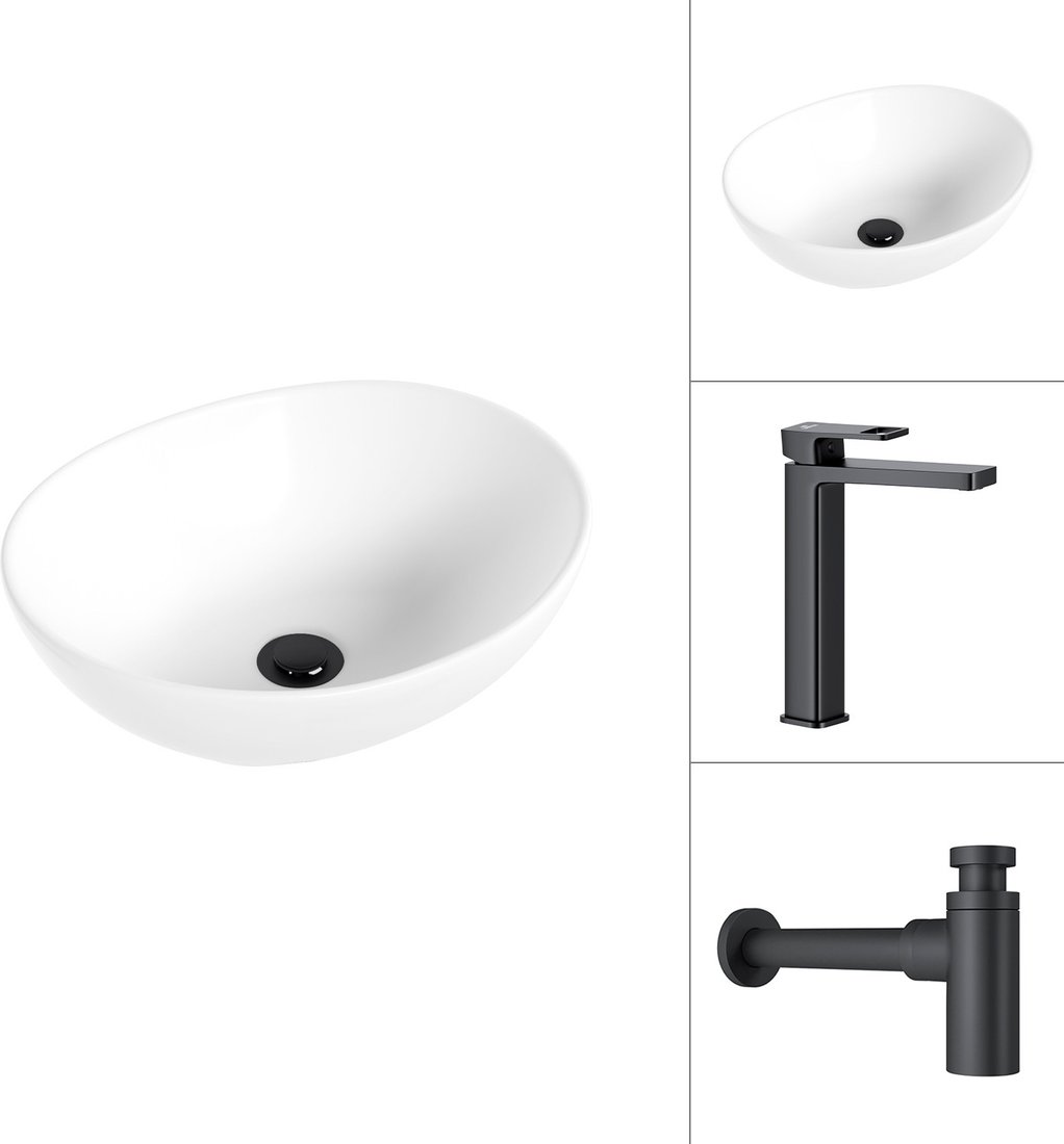 

Умывальник Lauter 21652 + Cascade 21СК0655BS с сифоном 21635B (черный матовый)