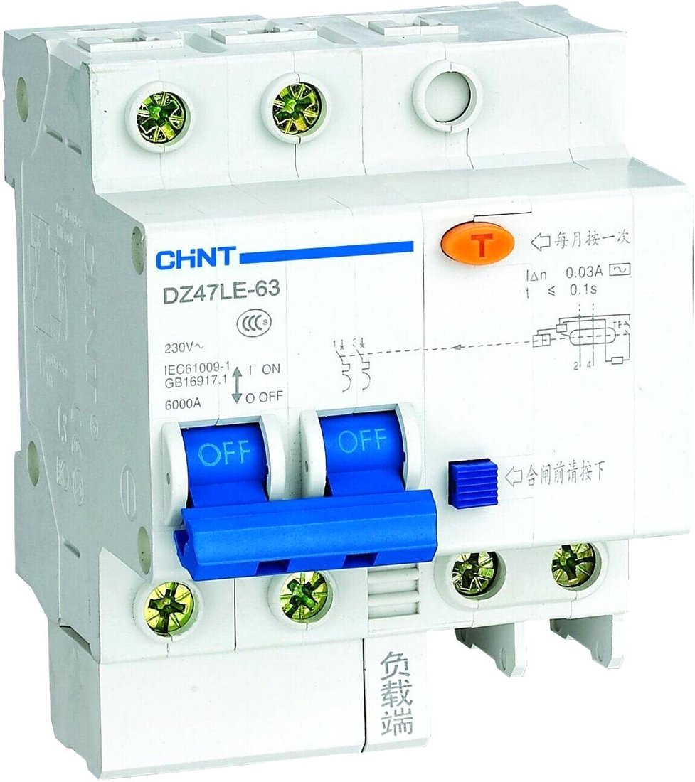 

Дифференциальный автомат Chint DZ47LE-63 2P 40A 30mA AC С