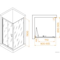 Душевой уголок RGW PA-132 (PA-21+Z-050-5) 060813299-11 90x90 (хром/прозрачное стекло)