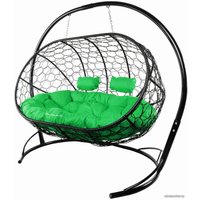 Подвесной диван M-Group Лежебока 11180404 (с черным ротангом/зеленая подушка)