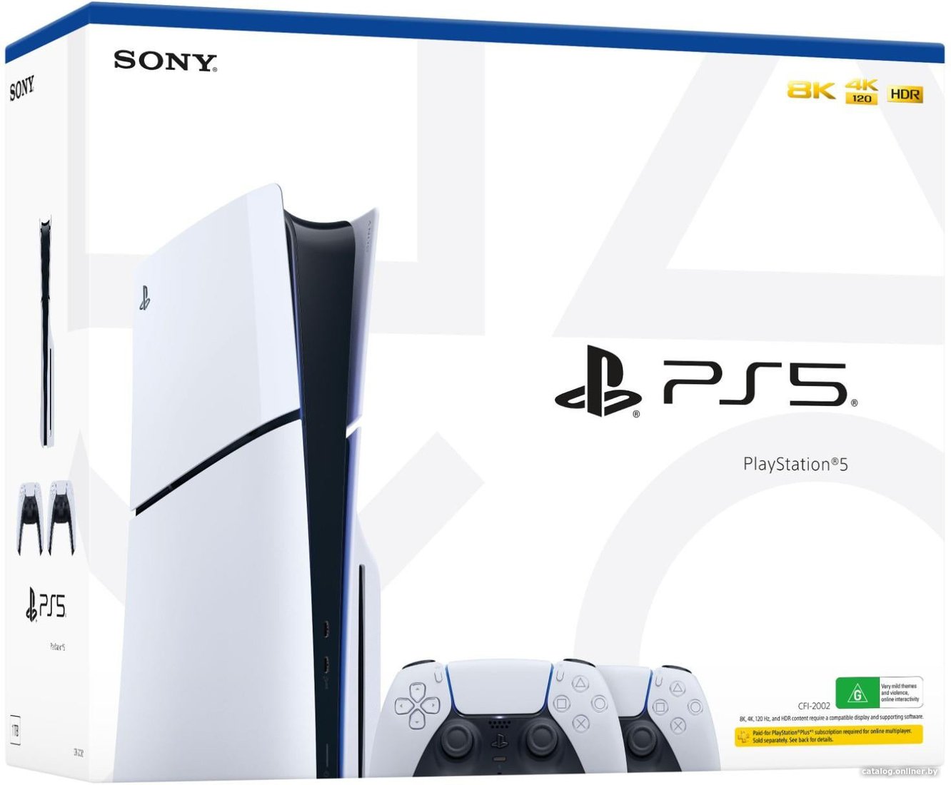 Игровая приставка Sony PlayStation 5 Slim CFI-20XX (1 ревизия, с дисководом, 2 геймпада)