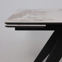 Кухонный стол Lepremo AV 2122 МДФ+керамика раздвижной 1400-2000x850 (белый глянцевый Pandora/черный)