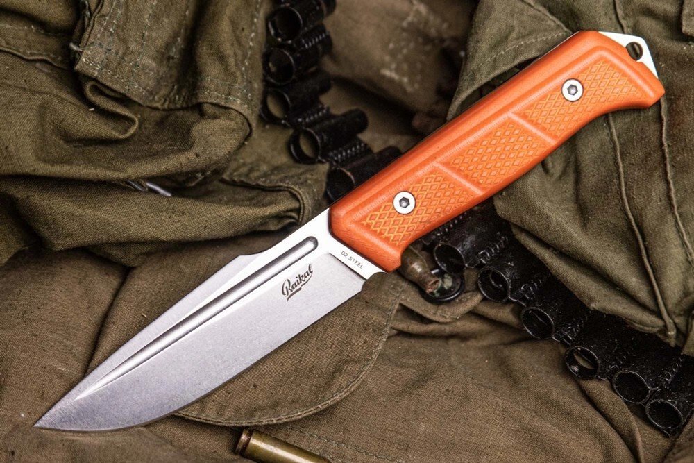Нож Kizlyar Supreme Baikal D2 StoneWash G10 Orange