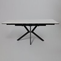 Кухонный стол Lepremo AV 2111 МДФ+керамика раздвижной 1200-1800x800 (белый матовый Snow White/черный)