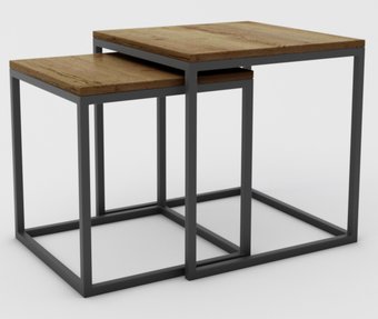 Журнальный столик Hype Mebel Дуэт 40x50-100 (черный/дуб галифакс олово)