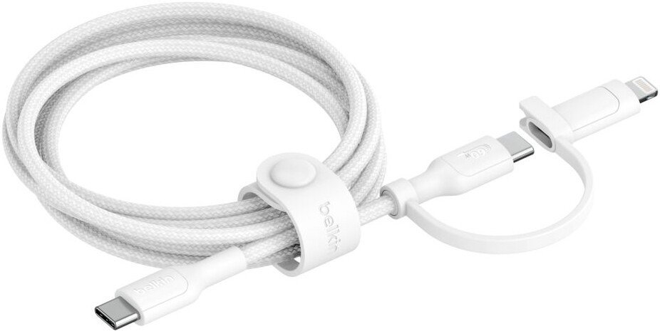Кабель Belkin CAC003hq1.5MWH USB Type-C - USB Type-C/Lightning (1.5 м, белый)