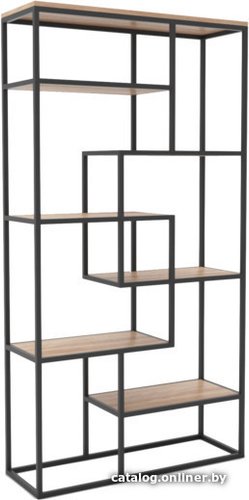 Стеллаж Hype Mebel Зиг-Заг-2 120x200 (черный/дуб галифакс натуральный)