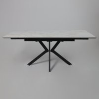 Кухонный стол Lepremo AV 2111 МДФ+керамика раздвижной 1200-1800x800 (белый глянцевый Carla Larkin/черный)