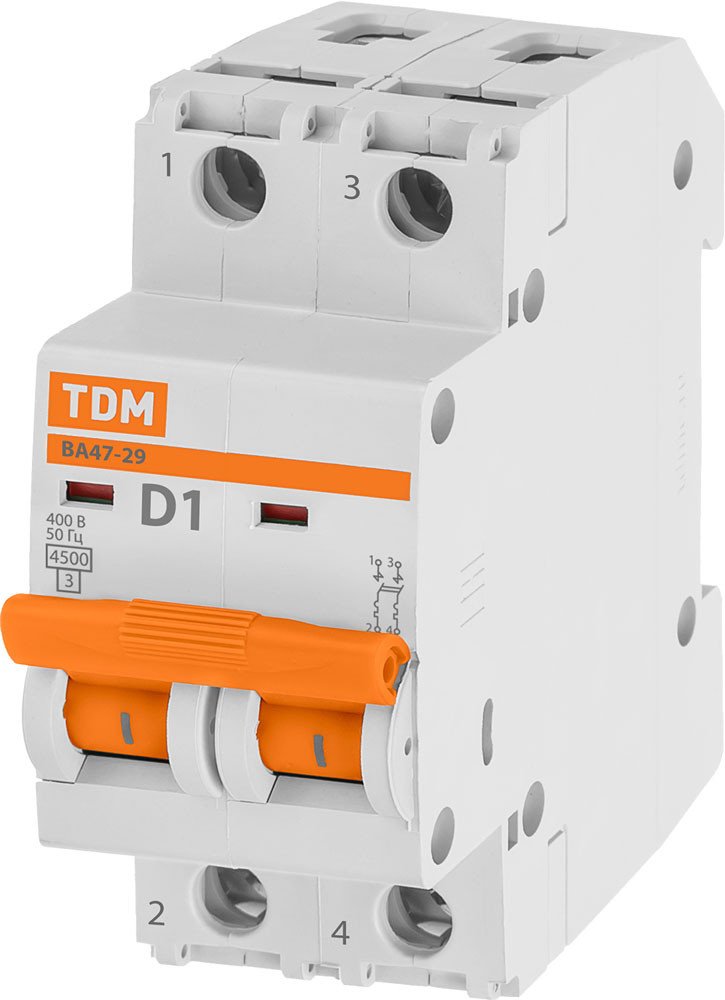 

Выключатель автоматический TDM Electric ВА47-29 2Р 1А SQ0206-0148