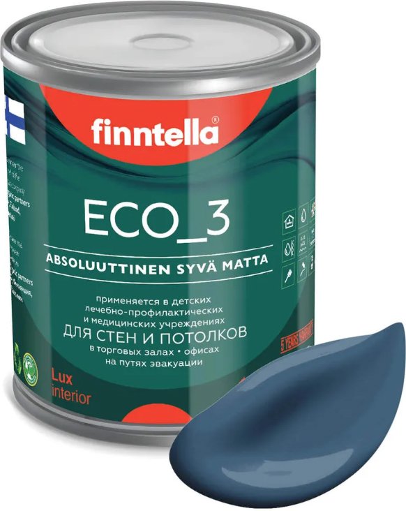 

Краска Finntella Eco 3 Wash and Clean Bondii F-08-1-1-LG251 0.9 л (лазурно-серый)