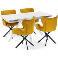 Кухонный стол Notta Вилли 140/200x80 (белый мрамор/белый)