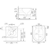 Унитаз подвесной Roxen Antares в комплекте с инсталляцией StounFix Dual Fresh 6 в 1 533395 (кнопка: белый глянец)